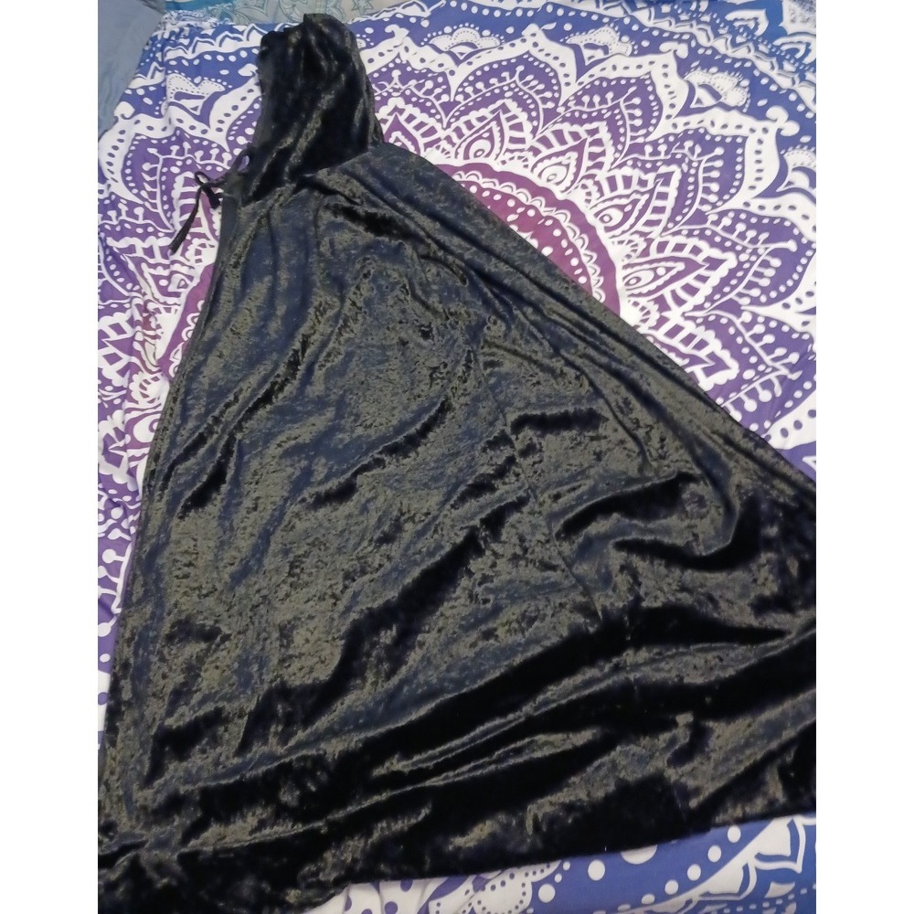 Black Velour Velvet Adult Full Length Hooded Cloak, Halloween Costume